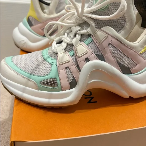 Louis Vuitton Pastel Multi-Panel Chunky Sneakers - Pink, Mint & Yellow - Picture 8 of 13
